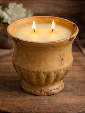 City Creek 24 oz Urn Candle Sugared Citrus Rustic Distressed Gold NEW